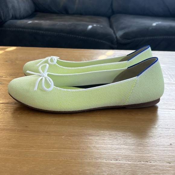 Rothy's The Ballet Flat Chartreuse Green Knit Bow Flats Women's 9.5 Twee Spring - Picture 4 of 7
